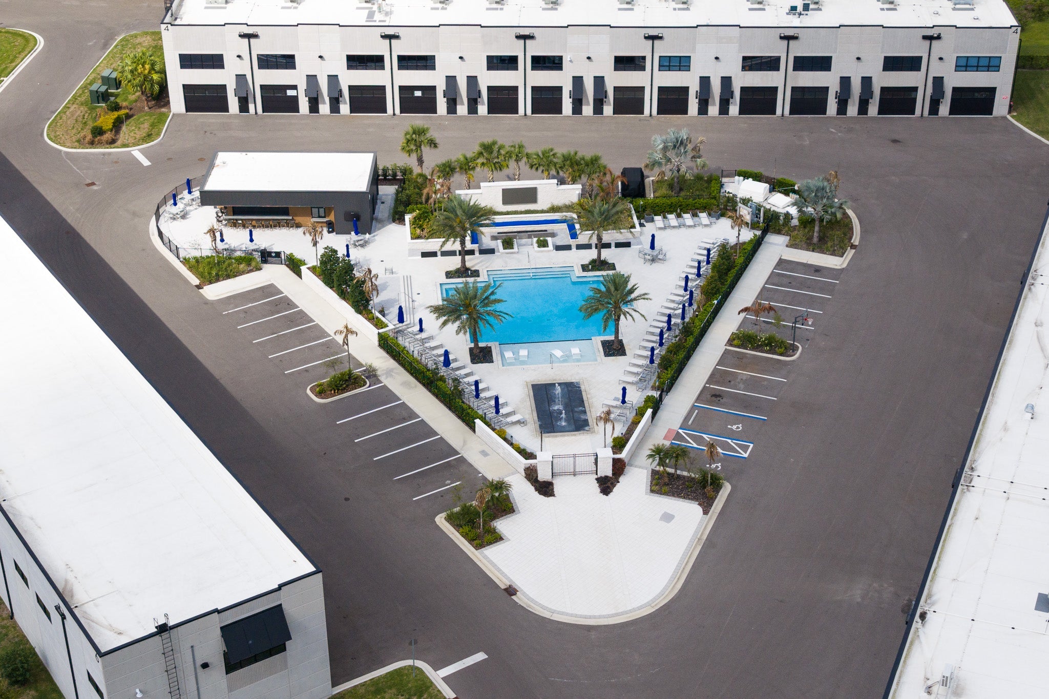 The Motor Enclave pool deck from above